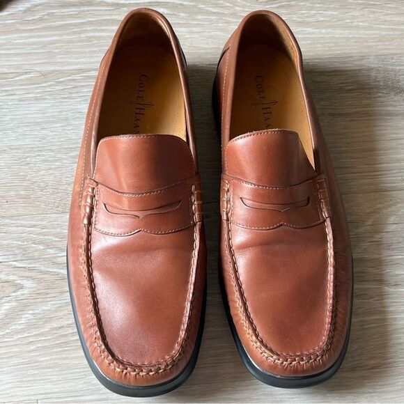 NEW Cole Haan Nike Air C08390 Tan Brown Leather Slip On Penny Loafer Shoe 10.5 main image 11